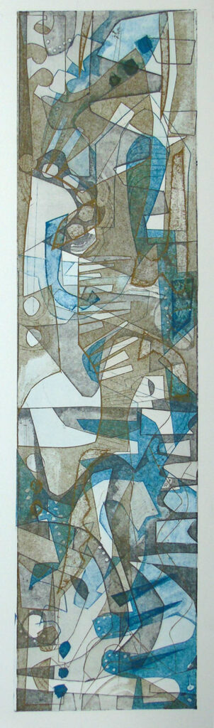 Abstract vertical multi layered collagraph print (Unique)