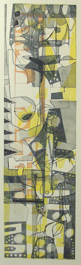 Abstract vertical multi layered collagraph print (Unique)