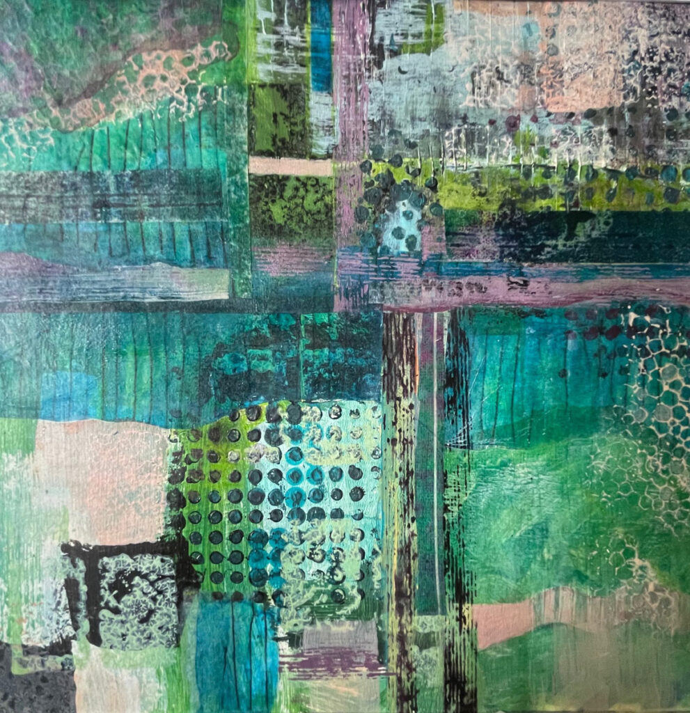 Blue-Green/Every which way - painting by Poppy Body