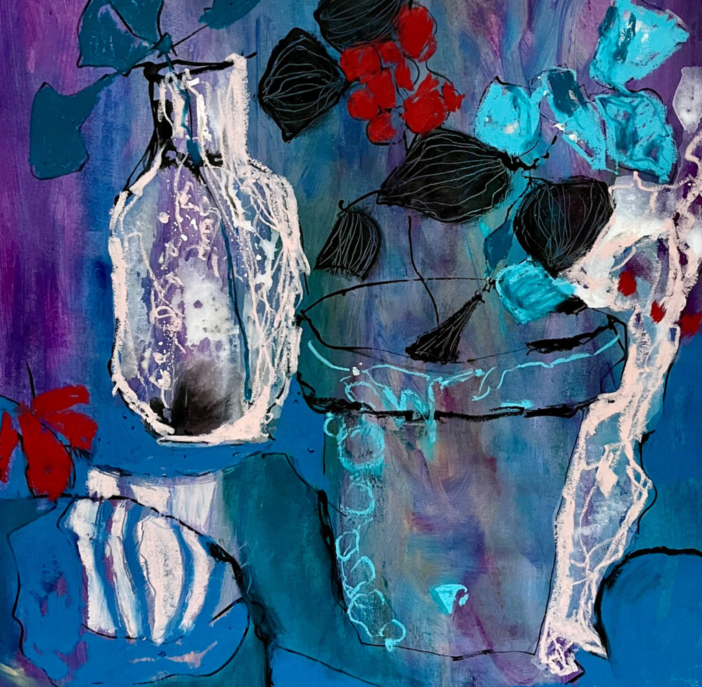 Maureen Bond: Still life with red flowers